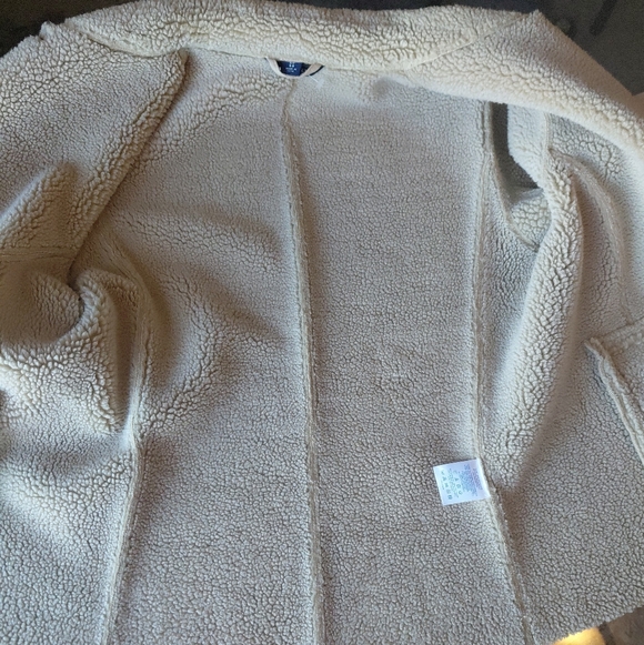 Lands End Women's Tan Sherpa Coat Size Small Petite 6-8 - Picture 5 of 16